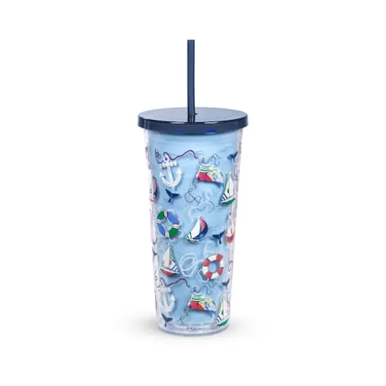 Vera Bradley&reg; 24oz. Really Regatta Double Wall Tumbler with Straw {1}