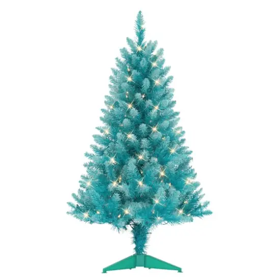 4ft. Pre-Lit Fashion Teal Artificial Christmas Tree, Clear Lights {1}