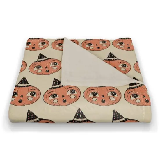 Retro Pumpkin Coral Fleece Blanket {3}