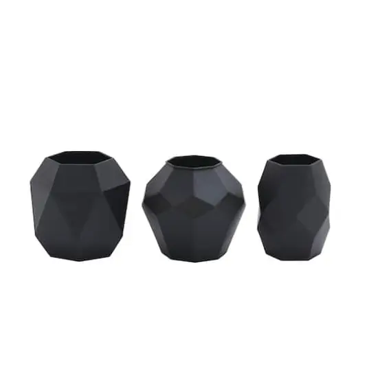 7" Black Metal Contemporary Vase Set {1}
