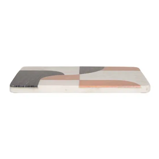 Hello Honey Marble Cutting Board with Abstract Design, White, Rust Color and Black {8}