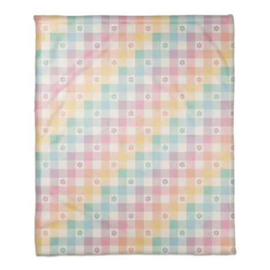 Pastel Buffalo Check 50" x 60" Sherpa Fleece Blanket {1}