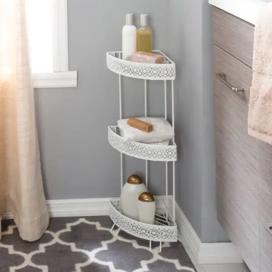 Elle D&eacute;cor Dentelle White 3 Tier Corner Spa Tower {6}