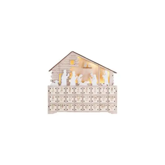 Hello Honey&reg; 13.5" Wood Laser-Cut Nativity Advent Calendar with LED Light & Drawers {5}