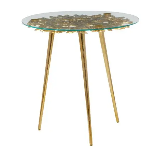 Gold Aluminum Modern Accent Table, 22" x 22" x 22" {1}