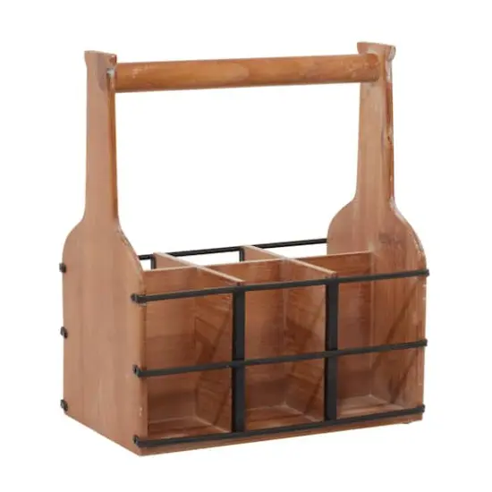 15" Brown Wood Farmhouse Wine Rack {1}