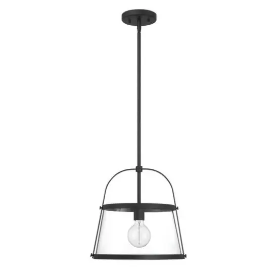 Hello Honey&reg; Fallon Black Vintage Metal & Clear Glass Ceiling Light {14}