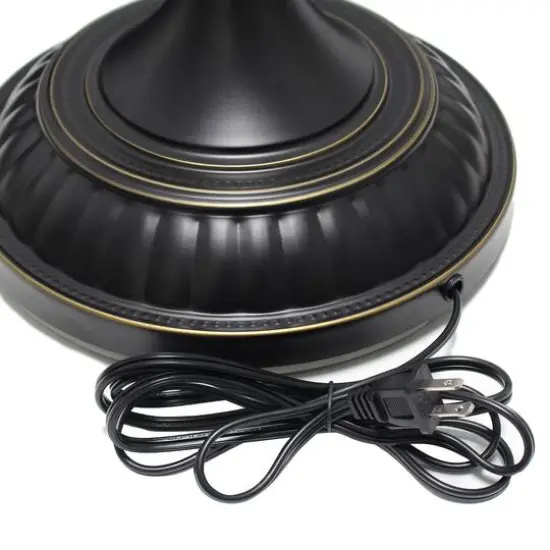 Lalia Home 6ft. Torchiere Floor Lamp with Marbleized Shade Restoration Bronze with White Shade {9}