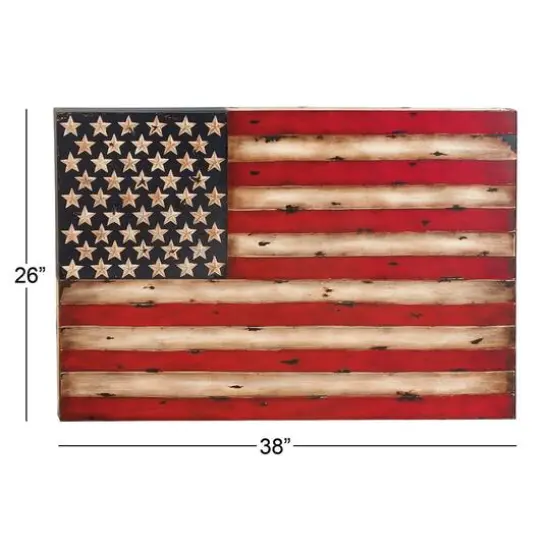 Distressed Metal Vintage American Flag Wall Accent {6}