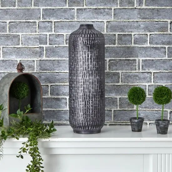 21" Embossed Metal Cylinder Vase {4}
