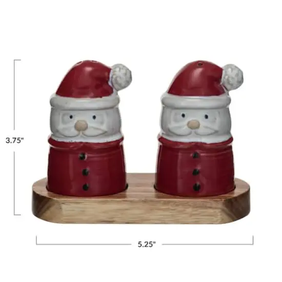 Hello Honey® Santa Salt & Pepper Shakers on Acacia Wood Tray {4}