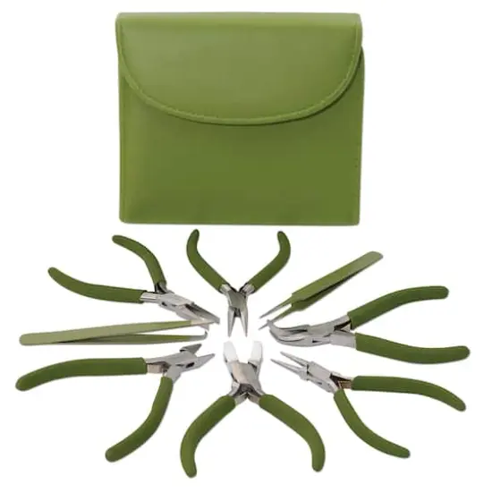 The Beadsmith&reg; Fashion Color Plier Set & Clutch Olive {1}