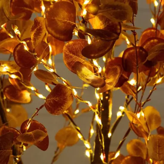 9ft. Pre-Lit Grand Autumn Eucalyptus Artificial Fall Tree with 700 Warm White LED Lights {7}