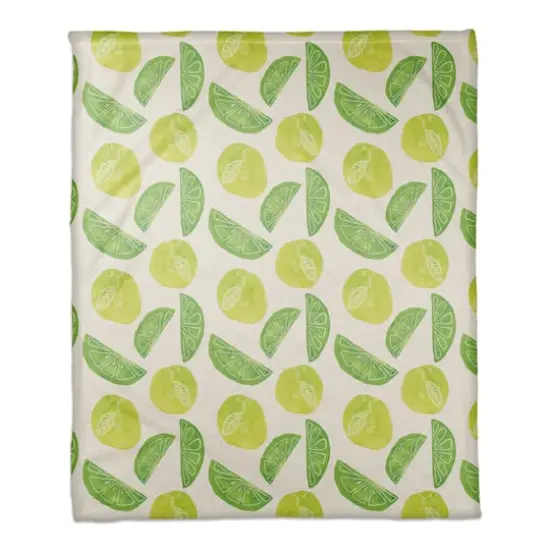 Lime Citrus Pattern 50" x 60" Coral Fleece Blanket {1}