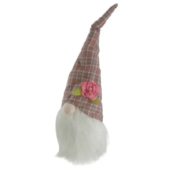 20" Pink & White Plaid Spring Gnome Head D&eacute;cor {5}