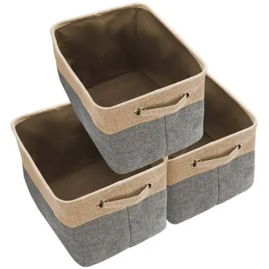 Sorbus 15" Twill Collapsible Storage Basket Set Brown {4}