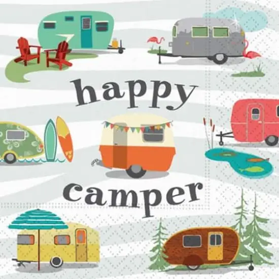 JAM Paper Happy Camper Cocktail Napkins, 40ct. {1}