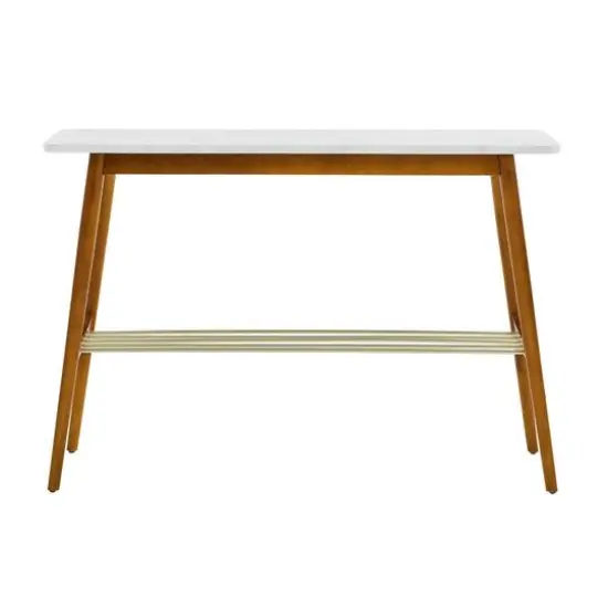 Walker Edison Faux White Marble/Acorn Tapered Leg Entry Table {5}