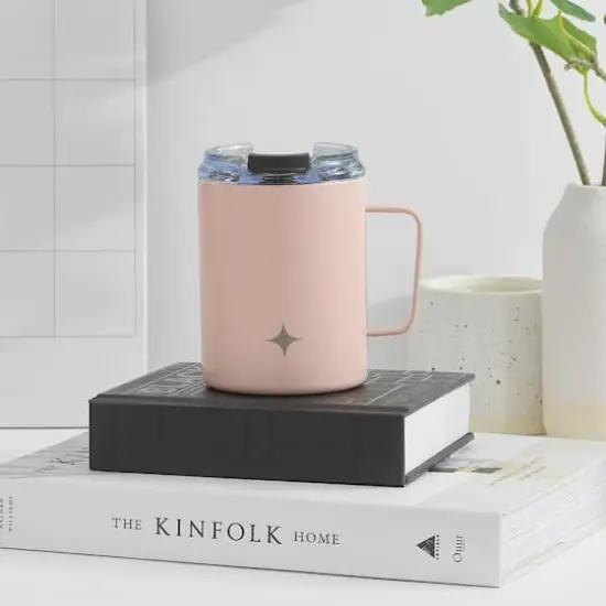 JoyJolt&reg; 12oz. Vacuum Insulated Tumbler With Lid & Handle Pink {4}