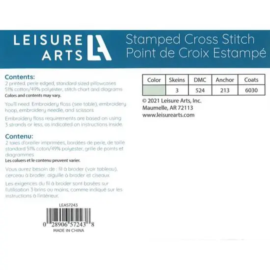 Leisure Arts&reg; Lace Pillowcase Stamped Cross Stitch Kit {3}