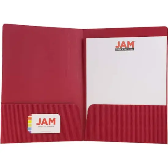 JAM Paper Corrugated Textured 2-Pocket Folders, 6ct. Red {5}