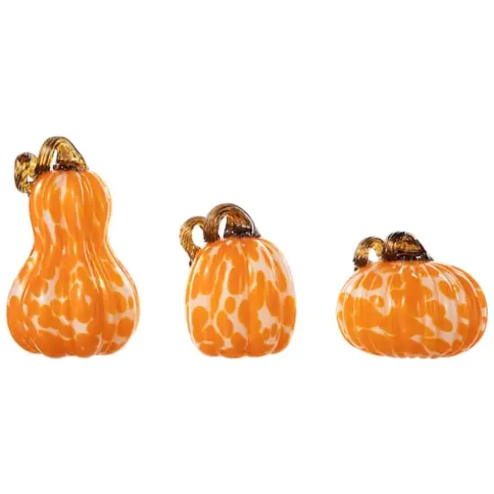 Glitzhome&reg; Orange Glass Pumpkin & Gourd Set {1}