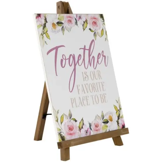 11" Wooden Easel Together is Our Favorite Place To Be Floral Spring Sign {7}