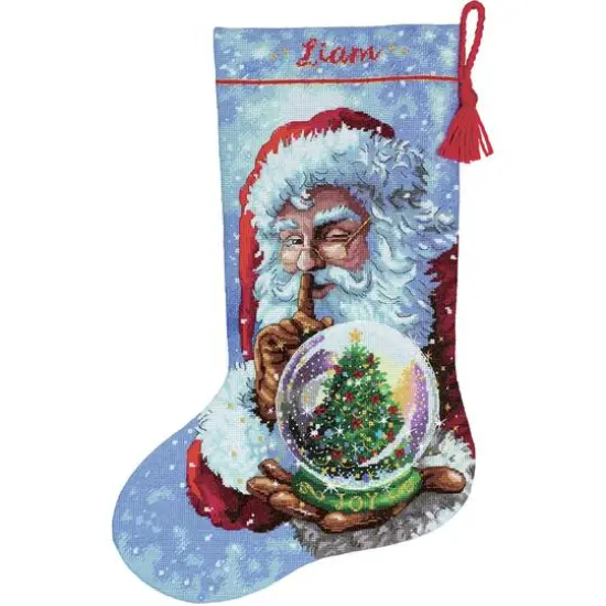 Dimensions&reg; Gold Collection Santa's Snowglobe Stocking Counted Cross Stitch Kit {4}