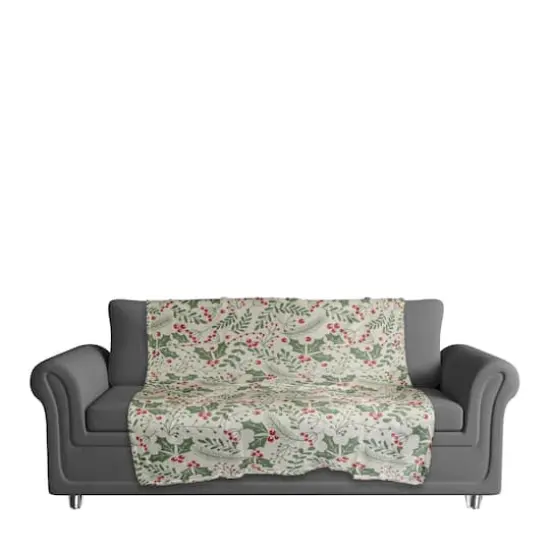 Holly Pattern Coral Fleece Blanket {4}