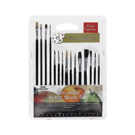 Pro Art&reg; 15 Piece Multimedia Brush Set with Palette {1}
