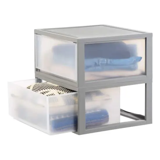 IRIS&reg; 47qt. Gray & Clear Stacking Storage Drawers, 2ct. {4}