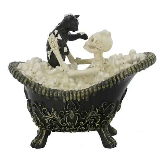 7.75" Bathing Skeleton with Black Cat Tabletop D&eacute;cor by Ashland&reg; {1}