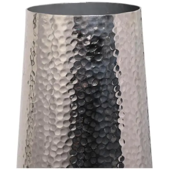 31" Silver Aluminum Tall Hammered Vase {4}