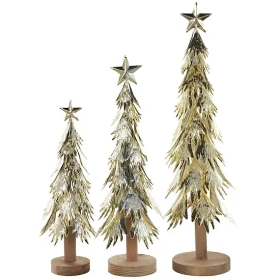 Gold Metal Layered Branch Christmas Tree Set  {1}