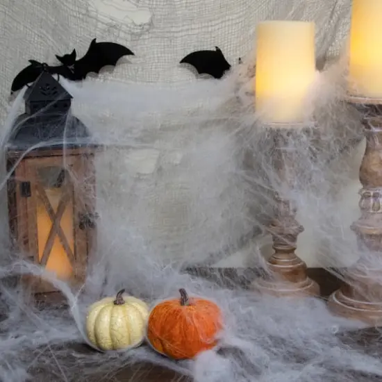 White Stretchable Spider Web Halloween Decoration {3}