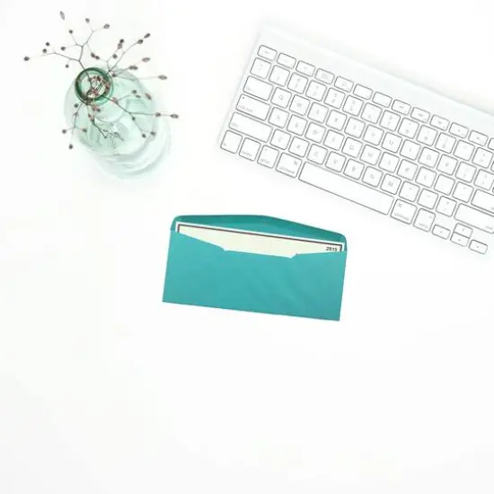 JAM Paper 4" x 9.5" Colored Business Window Envelopes, 50ct. Sea Blue Recycled {6}