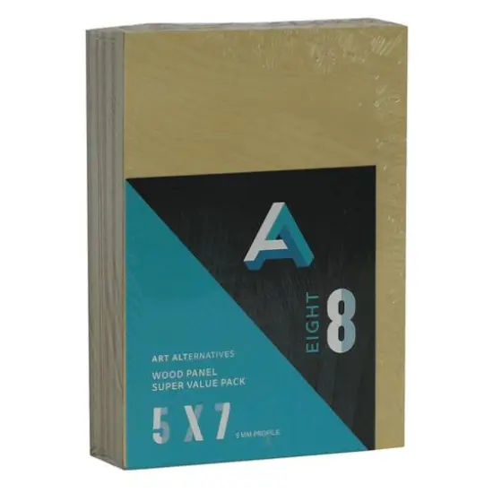 Art Alternatives 8 Pack 5" x 7" Uncradled Wood Panel Super Value Pack {1}