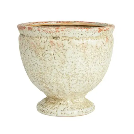 Hello Honey&reg; 8" Round Distressed Terra Cotta Footed Planter {7}