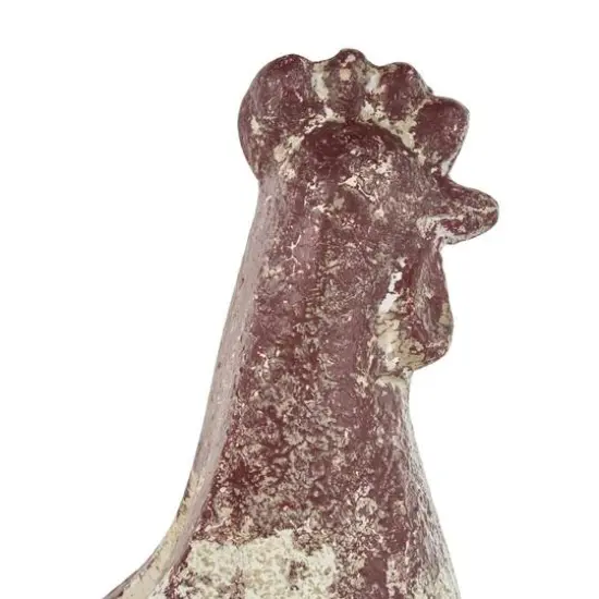 14" White & Rust Colored Rooster Planter {5}