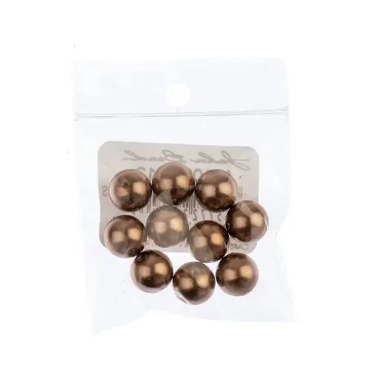 Preciosa Maxima 10mm Glass Nacre Pearls, 10ct. Bronze {3}