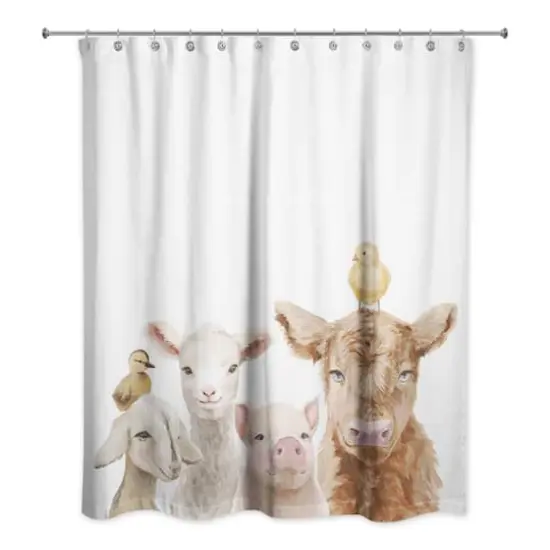 Baby Farm Animals on Slate 71" x 74" Shower Curtain {3}