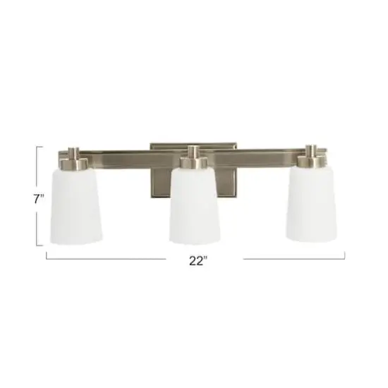 Hello Honey&reg; Robert Stevenson Lighting Sullivan Park Frosted Glass & Metal 3-Light Vanity Brushed Nickel {5}