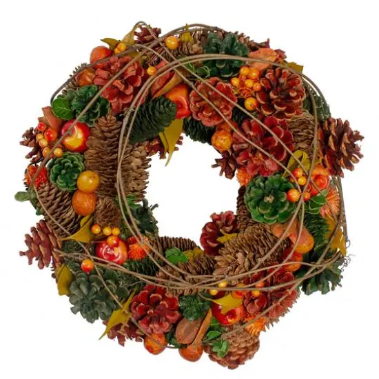 13" Pinecone & Fruit Fall Wreath {1}
