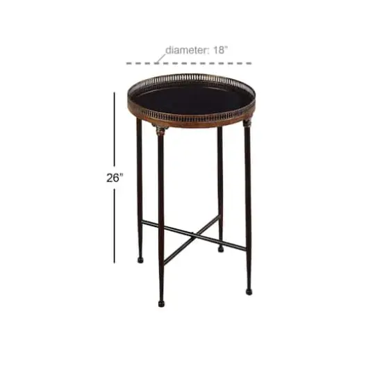2ft. Black Iron Traditional Accent Table {4}