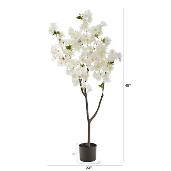 4ft. Potted White Cherry Blossom Artificial Tree {3}