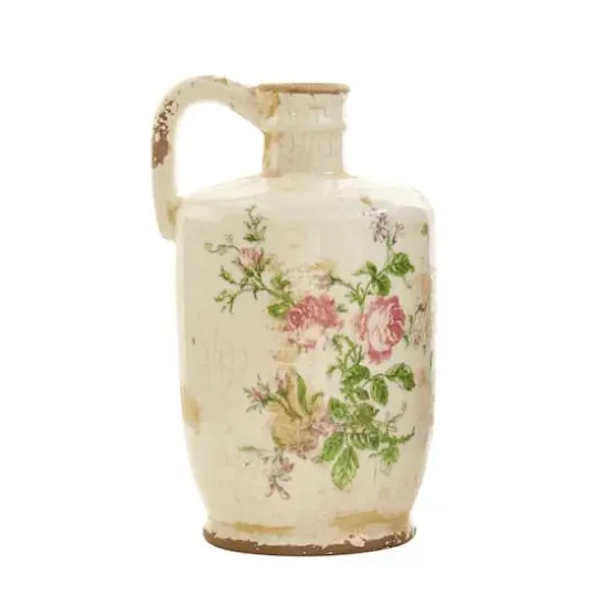 10" Tuscan Ceramic Floral Print Pitcher {1}