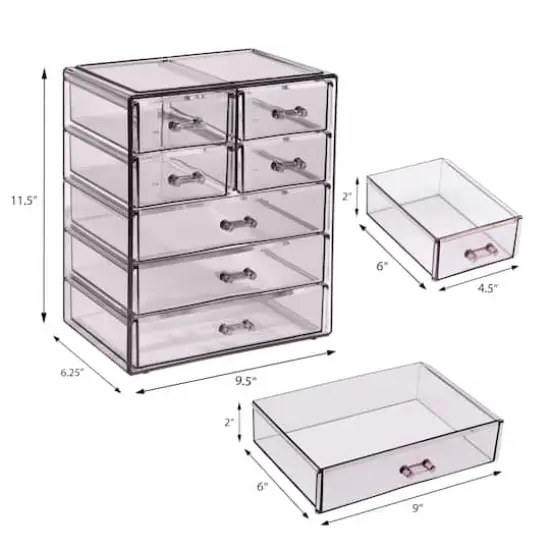 Sorbus Makeup & Jewelry Storage Case with 3 Large & 4 Small Drawers Purple {6}
