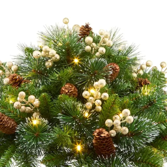 18" Crestwood&reg; Gold Berries & Spruce LED Urn Filler {4}