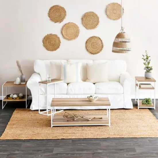 Household Essentials 25" Jamestown C-Shaped End Table Coastal Oak {5}