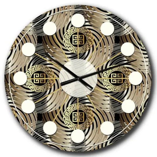 Designart 'Circular Geometric Retro Abstract I Mid-Century Modern Wall Clock {1}